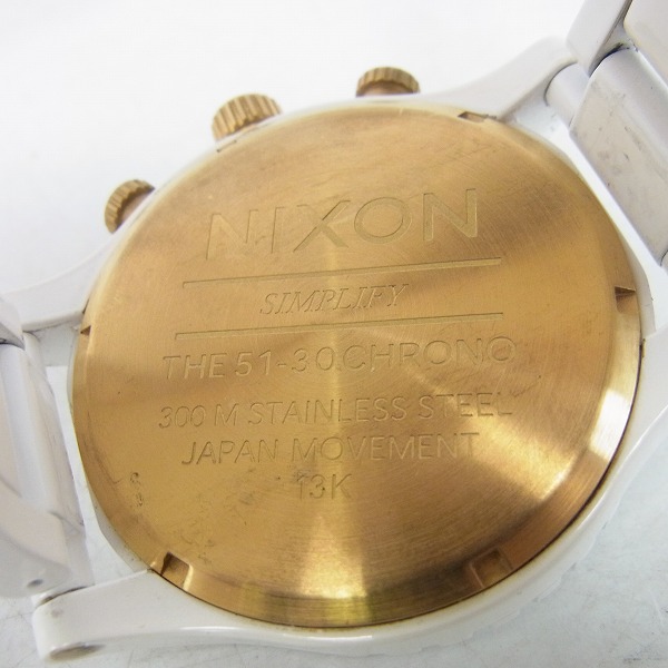 実際に弊社で買取させて頂いたNIXON/ニクソン THE 51-30 CHRONO ALL WHITE/GOLD ホワイト A083-1035【動作未確認】の画像 3枚目