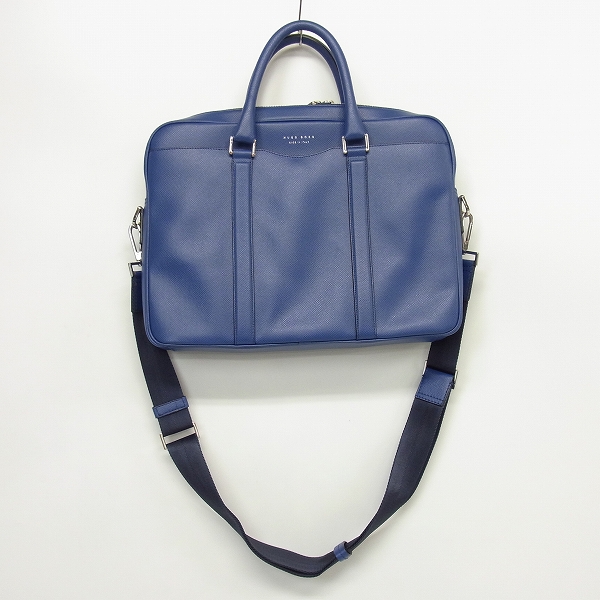 実際に弊社で買取させて頂いたHUGO BOSS/ヒューゴボス 2WAY レザーブリーフケース/ショルダーバッグ ブルー 50311731の画像 2枚目