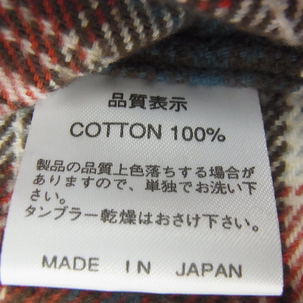 実際に弊社で買取させて頂いたFLAT HEAD/フラットヘッド コットン チェックネルシャツ レッド 38の画像 3枚目