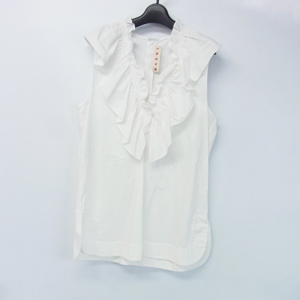 実際に弊社で買取させて頂いたMARNI/マルニ 2017年モデル バックフロントジップ ノースリーブフリルシャツ 40