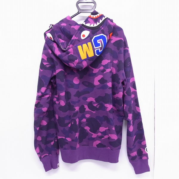 写真追加出来ますかBAPE ape シャークパーカー　紫