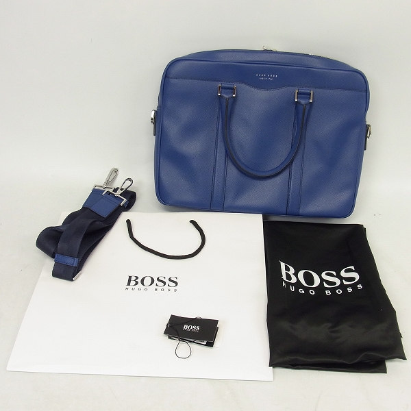 実際に弊社で買取させて頂いたHUGO BOSS/ヒューゴボス 2WAY レザーブリーフケース/ショルダーバッグ ブルー 50311731の画像 9枚目