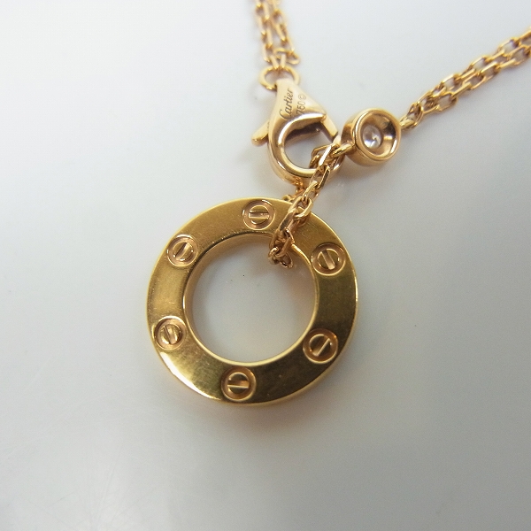 実際に弊社で買取させて頂いた【欠品有り】Cartier/カルティエ 750PG ダイヤ ラブサークル ネックレスの画像 2枚目