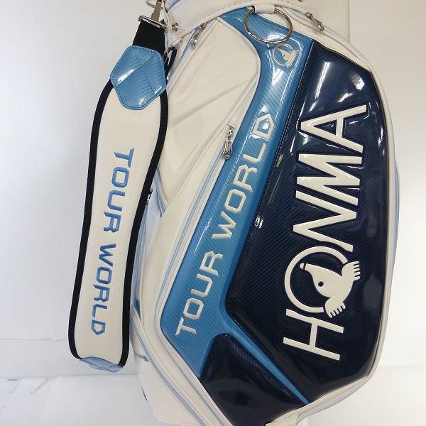 実際に弊社で買取させて頂いた★【未使用】HONMA/本間ゴルフ キャディバッグ TOUR WORLD CB-1507 9型(47インチ対応) ホワイト/ネイビーの画像 7枚目