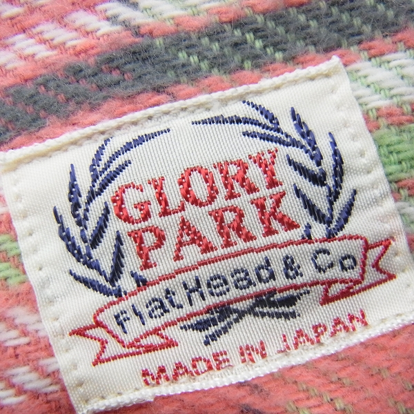 実際に弊社で買取させて頂いたFLAT HEAD/フラットヘッド GLORY PARK チェック ネルシャツ ライトグリーン×ピンク 34の画像 2枚目