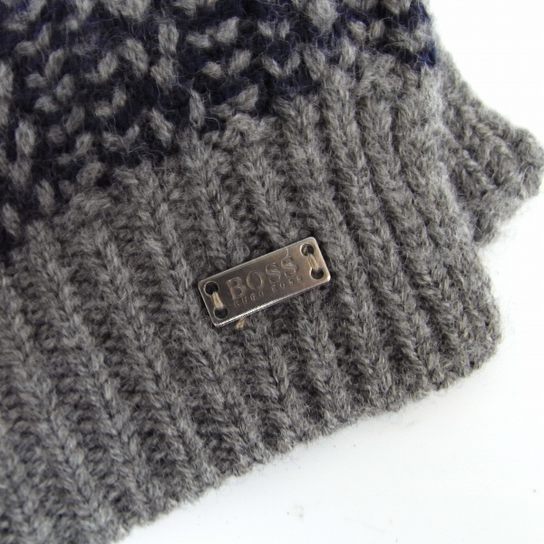 実際に弊社で買取させて頂いたHUGO BOSS/ヒューゴ ボス 編み込み ニットマフラー グレーの画像 1枚目