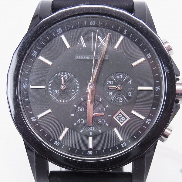 実際に弊社で買取させて頂いたARMANI EXCHANGE/アルマーニエクスチェンジ 腕時計 オールブラック/ラバーベルト/SS AX1326