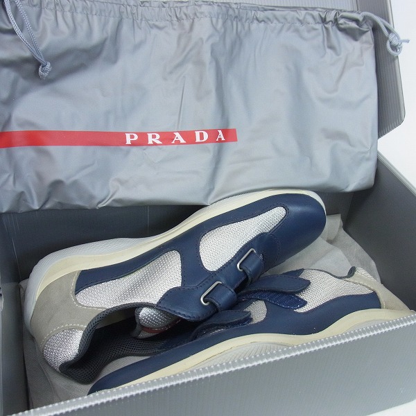 観賞用】PRADA/プラダ CALZATURE UOMO/レザースニーカー/4P0723/8.5の