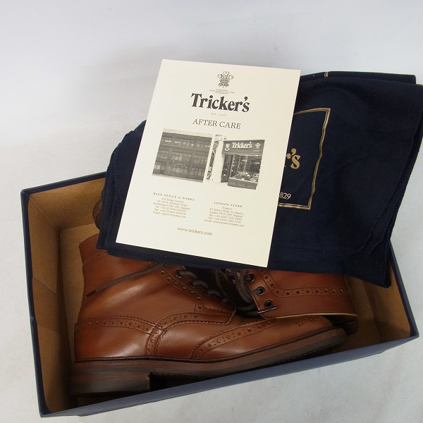 実際に弊社で買取させて頂いたTrickers/トリッカーズ ウィングチップ カントリーブーツ レザー ブラウン M2508/7.5の画像 8枚目