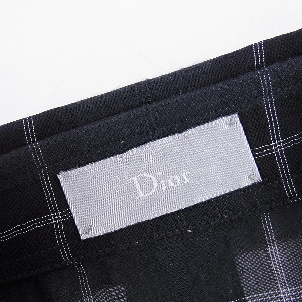 実際に弊社で買取させて頂いたDIOR HOMME/ディオールオム シースルー チェック柄 ハーフスリーブ/半袖シャツ/37の画像 2枚目