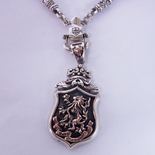 実際に弊社で買取させて頂いたLord Camelot/ロードキャメロット エンブレムペンダント/ガーネット付き デザインネックレスチェーンの画像 1枚目