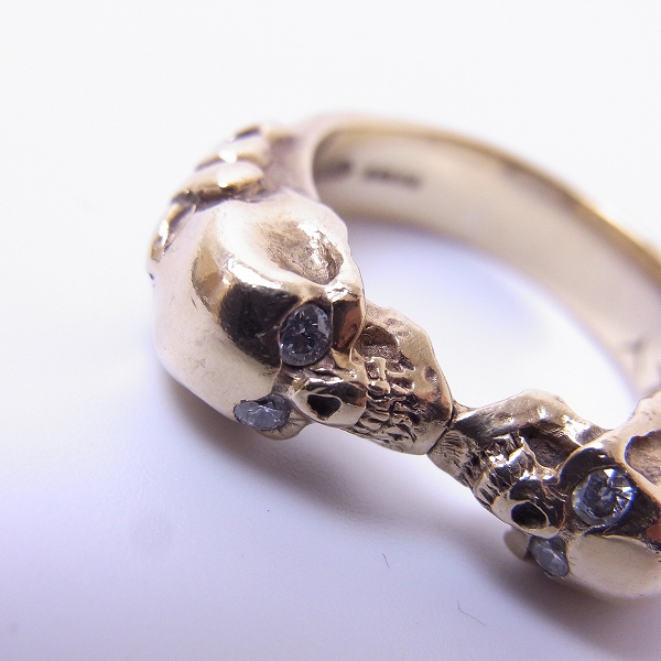 実際に弊社で買取させて頂いたCRAZY PIG/クレイジーピッグ TWO SKULLS TUDOR RING/2スカルチューダーリング 9K/総重量13.5g /17.5号の画像 5枚目