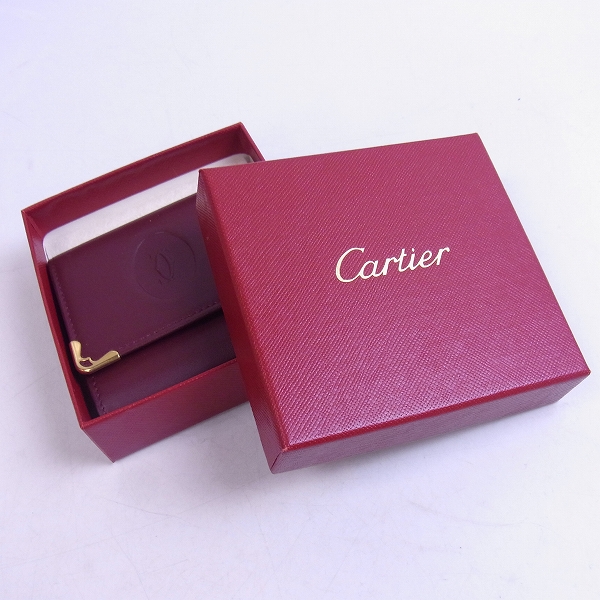 実際に弊社で買取させて頂いたCartier/カルティエ レザー コインケース 小銭入れ マストライン ロゴ ボルドー の画像 5枚目