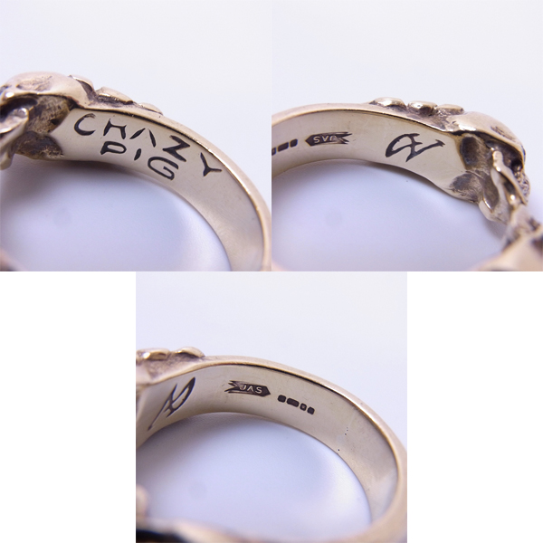 実際に弊社で買取させて頂いたCRAZY PIG/クレイジーピッグ TWO SKULLS TUDOR RING/2スカルチューダーリング 9K/総重量13.5g /17.5号の画像 7枚目