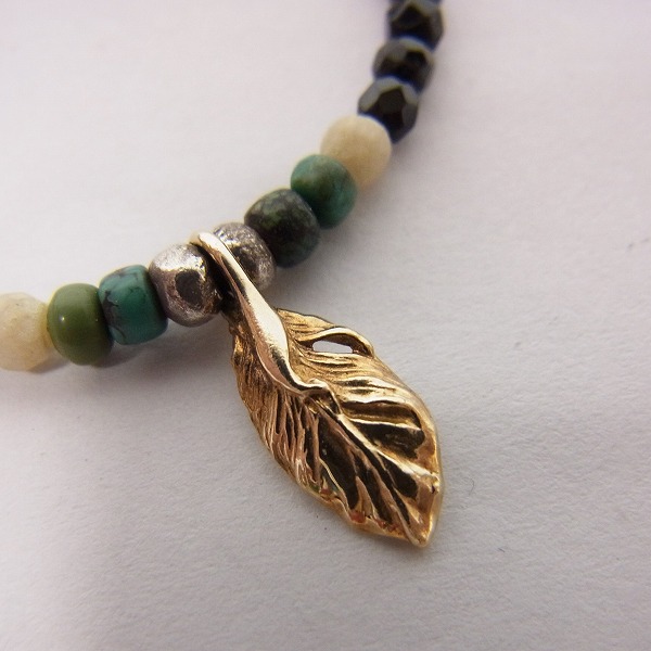 実際に弊社で買取させて頂いたDEAL DESIGN/ディールデザイン K10フェザートップ付き ターコイズビーズネックレスの画像 2枚目