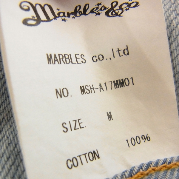 実際に弊社で買取させて頂いたmarbles/マーブルズ×M/エム 加工ウエスタンデニムシャツ/Mの画像 3枚目