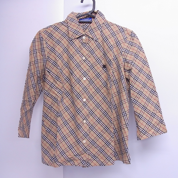実際に弊社で買取させて頂いたBURBERRY BLUE LABEL/バーバリーブルーレーベル 切り替えチェック/長袖シャツ ベージュ系 40