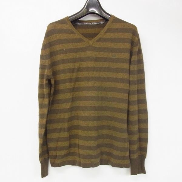 実際に弊社で買取させて頂いたBURBERRY BLUE LABEL/バーバリーブルーレーベル ボーダー Vネックセーター/M