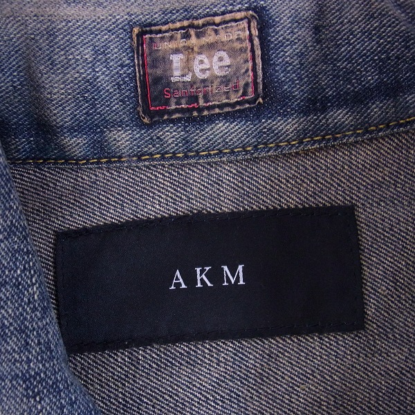 実際に弊社で買取させて頂いたAKM×Lee/エイケイエム×リー ワッペン付き デニムジャケット/95796/Lの画像 2枚目