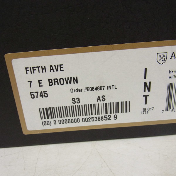 実際に弊社で買取させて頂いたAllen Edmods/アレン エドモンズ 5745  FIFTH AVENUE キャップトウ レザーシューズ 7Eの画像 9枚目