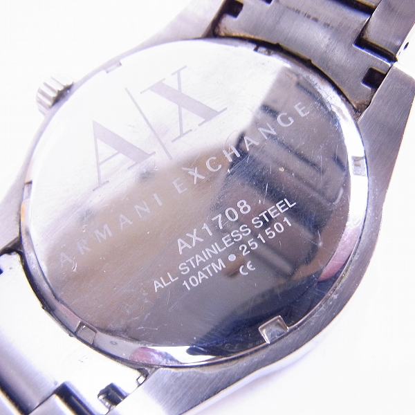 実際に弊社で買取させて頂いたARMANI EXCHANGE/アルマーニエクスチェンジ シルバーステンレススチールクォーツ腕時計/AX1708の画像 3枚目