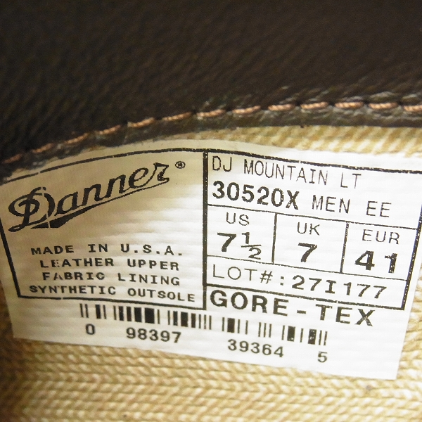 実際に弊社で買取させて頂いたDANNER/ダナー GORE-TEX マウンテンライト ブーツ ブラウン 30520X/7.5EEの画像 5枚目