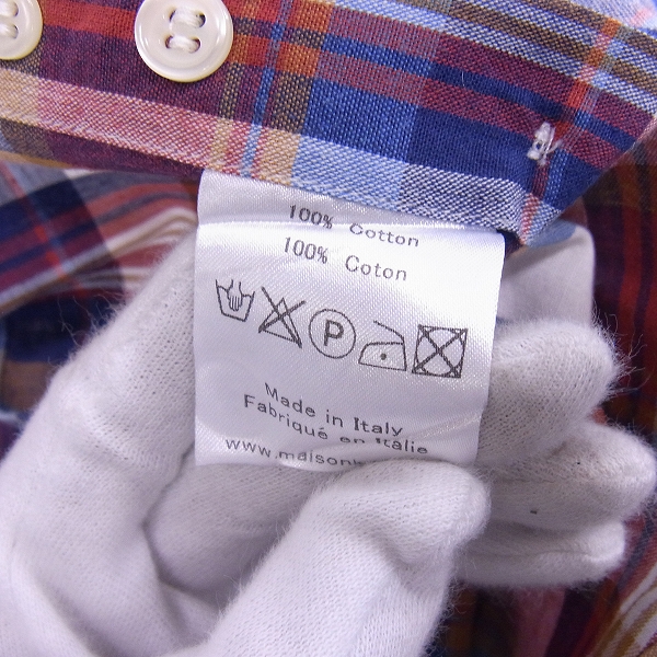 実際に弊社で買取させて頂いたMAISON KITSUNE/メゾンキツネ コットン ボタンフライ チェック シャツ/38の画像 4枚目