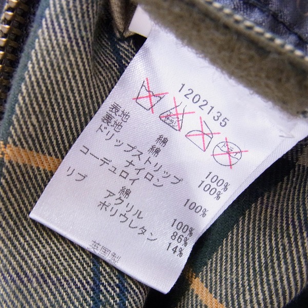 実際に弊社で買取させて頂いたBarbour/バブアー SL BEDALE/エスエルビデイルジャケット ライナー付き /32の画像 8枚目