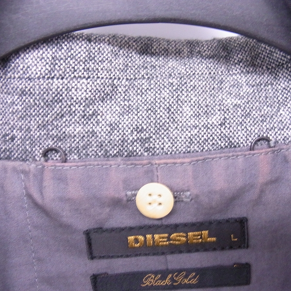 実際に弊社で買取させて頂いたDIESEL BLACK GOLD/ディーゼルブラックゴールド コットン生地テーラードジャケット グレー/Lの画像 6枚目