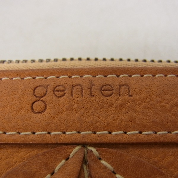 実際に弊社で買取させて頂いたgenten/ゲンテン レザー コインケース ラウンドジップ 収納袋付き ライトブラウンの画像 6枚目