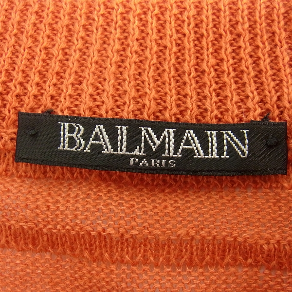 実際に弊社で買取させて頂いた【JPタグ有】BALMAIN/バルマン ダメージ加工ニット S7H6654M010 オレンジ/XSの画像 2枚目