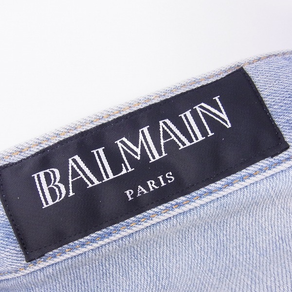 実際に弊社で買取させて頂いた【JPタグ有】BALMAIN/バルマン BIKER SIDE TUCK DENIM PANTS バイカー デニム ブルー/27の画像 3枚目