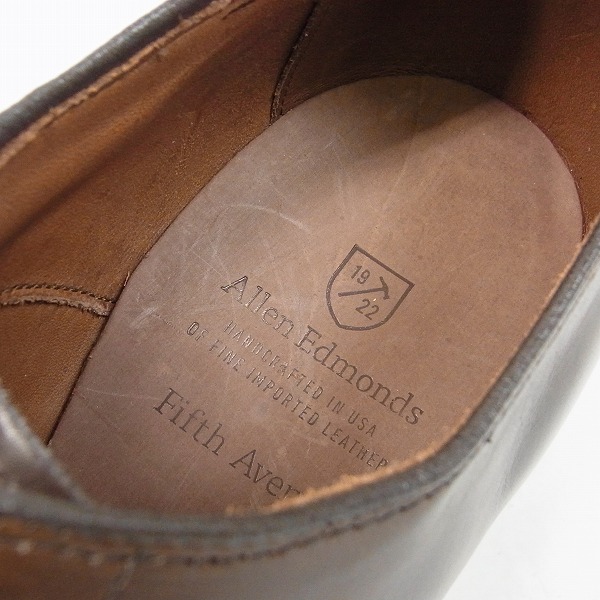 実際に弊社で買取させて頂いたAllen Edmods/アレン エドモンズ 5745  FIFTH AVENUE キャップトウ レザーシューズ 9Dの画像 4枚目