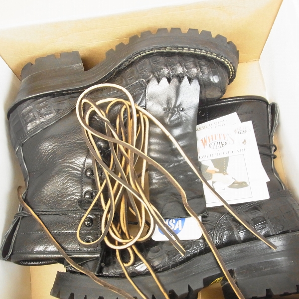 実際に弊社で買取させて頂いたWHITE'S BOOTS/ホワイツブーツ カスタム スモークジャンパー カイマン×バッファロー コンビ トリプルミッドソール 7.5Fの画像 6枚目