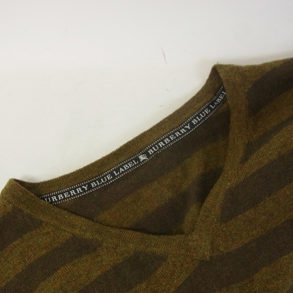 実際に弊社で買取させて頂いたBURBERRY BLUE LABEL/バーバリーブルーレーベル ボーダー Vネックセーター/Mの画像 5枚目