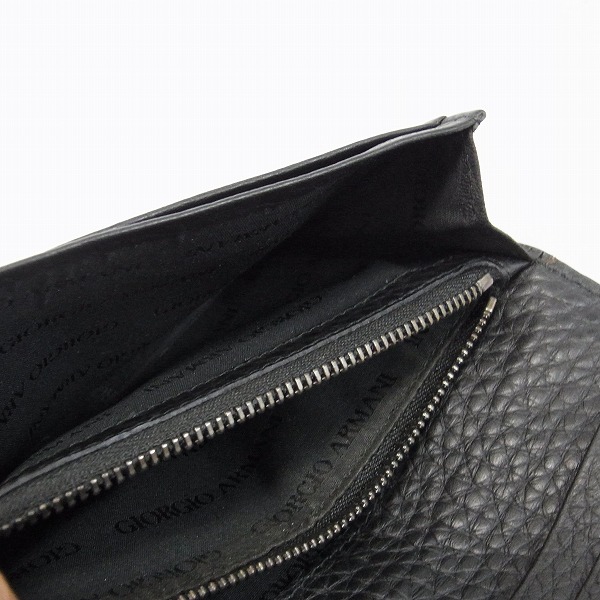 実際に弊社で買取させて頂いたGIORGIO ARMANI/ジョルジオアルマーニ 二つ折り 長財布/レザーウォレット ブラックの画像 5枚目