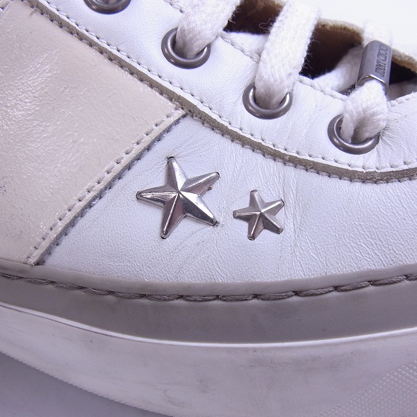 実際に弊社で買取させて頂いたJimmy Choo/ジミーチュウ スタースタッズ付 レザー ハイカット スニーカー/41の画像 7枚目