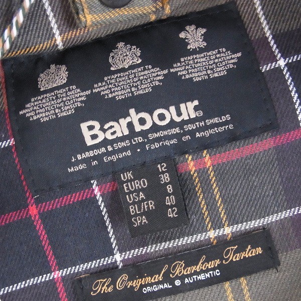 実際に弊社で買取させて頂いたBarbour/バブアー オイルドジャケット BEADNELL/ビードネル オリーブ/12の画像 2枚目