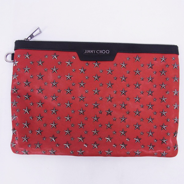 実際に弊社で買取させて頂いたJIMMY CHOO/ジミーチュウ DEREK スタースタッズ付き レザー クラッチバッグ