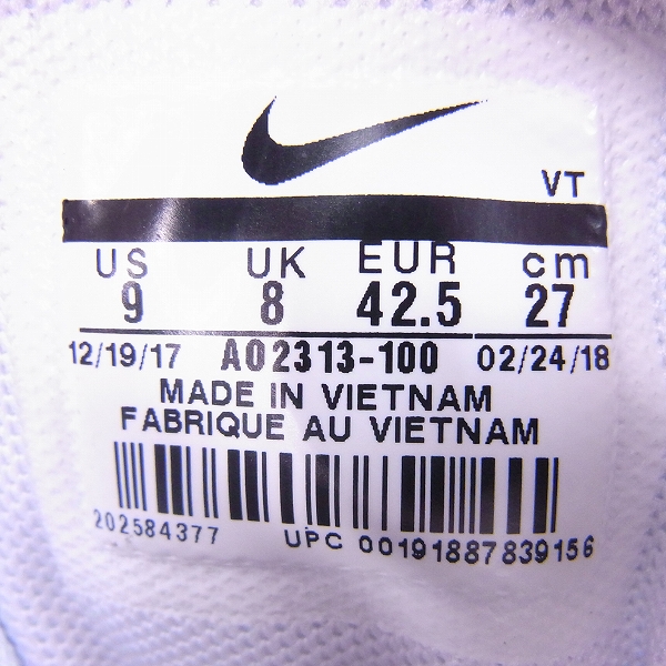 実際に弊社で買取させて頂いた【未使用】NIKE/ナイキ AIR MAX 360 HI/KJ/エアマックス360 Kim Jones/キムジョーンズ AO2313-100/27の画像 5枚目