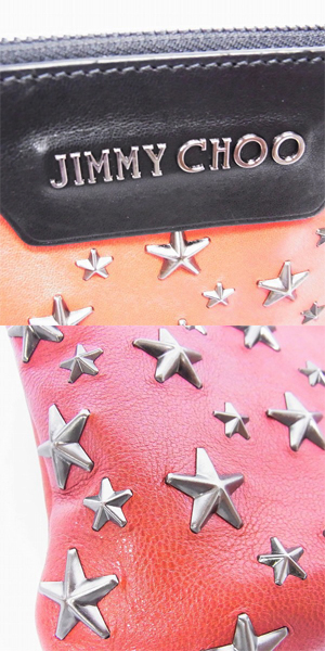 実際に弊社で買取させて頂いたJIMMY CHOO/ジミーチュウ DEREK スタースタッズ付き レザー クラッチバッグの画像 8枚目