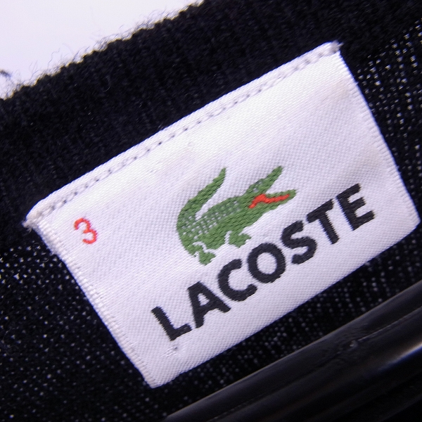 実際に弊社で買取させて頂いたLACOSTE/ラコステ ウール100% ニットベスト ブラック/黒 3の画像 2枚目