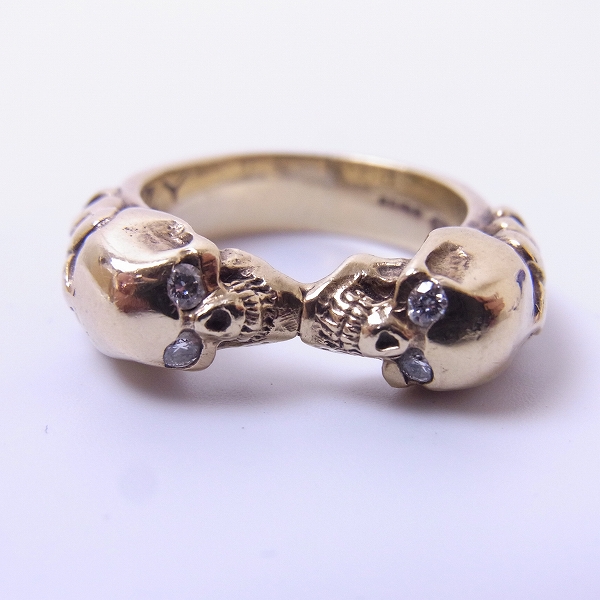 実際に弊社で買取させて頂いたCRAZY PIG/クレイジーピッグ TWO SKULLS TUDOR RING/2スカルチューダーリング 9K/総重量13.5g /17.5号の画像 1枚目
