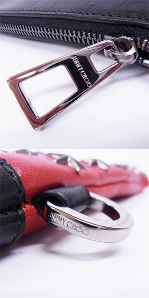 実際に弊社で買取させて頂いたJIMMY CHOO/ジミーチュウ DEREK スタースタッズ付き レザー クラッチバッグの画像 7枚目