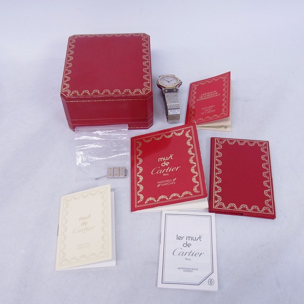 実際に弊社で買取させて頂いた【動作未確認/ギャラ付】CARTIER/カルティエ サントス オクタゴン クオーツ腕時計/187902の画像 9枚目