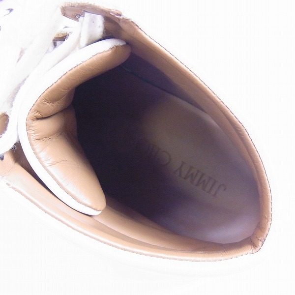 実際に弊社で買取させて頂いたJimmy Choo/ジミーチュウ スタースタッズ付 レザー ハイカット スニーカー/41の画像 4枚目