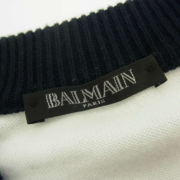 実際に弊社で買取させて頂いたBALMAIN/バルマン 16SS 肩ジップデザイン ボーダー柄 セーター Mの画像 2枚目