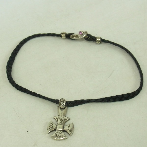 Bill Wall Lether イニシャルクラウンペンダント レザーチョーカー