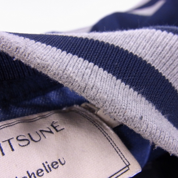 実際に弊社で買取させて頂いたMAISON KITSUNE/メゾンキツネ バック刺繍ブルゾン スタジャン ネイビー×グレー/XLの画像 7枚目