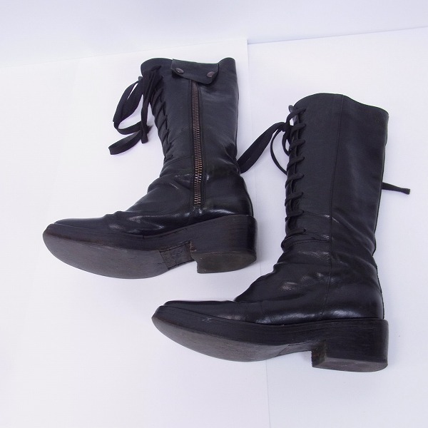 実際に弊社で買取させて頂いたANN DEMEULEMEESTER/アンドゥムルメステール サイドジップ/レースアップブーツ 36の画像 3枚目